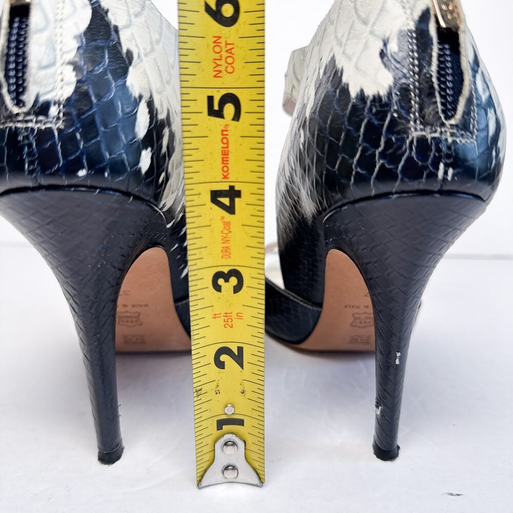 Escada Sophie Calfskin Heels Navy Ivory Italy Size 37 - Picture 12 of 13